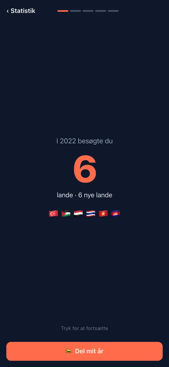Skærmen Dit år, opsummeret i World Traveler-appen
