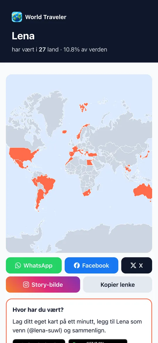 Delt World Traveler-kart med deleknapper