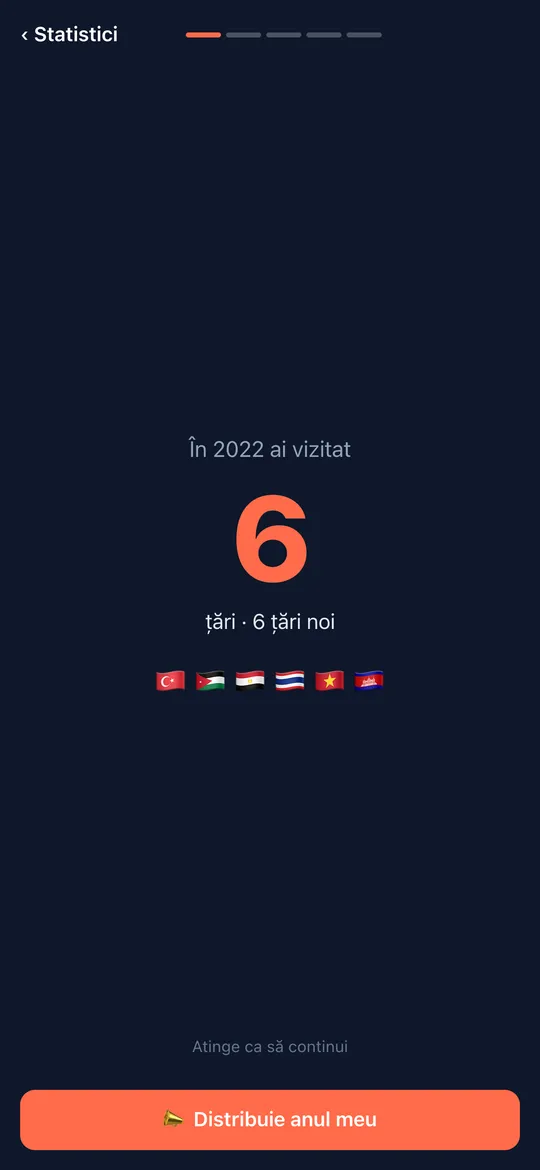 Ecranul Anul tău, pe scurt al aplicației World Traveler